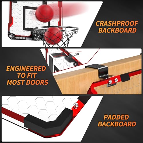 TEMI Basketball Hoop Indoor, Mini Basketball Hoop with 4 Balls, Over The Door Basketball Hoop for Kids and Adults, Basketball Toys for Boys Girls Age 3 4 5 6 7 8 9 10 11 12 - Kids & Teens Gift Ideas - Image 3