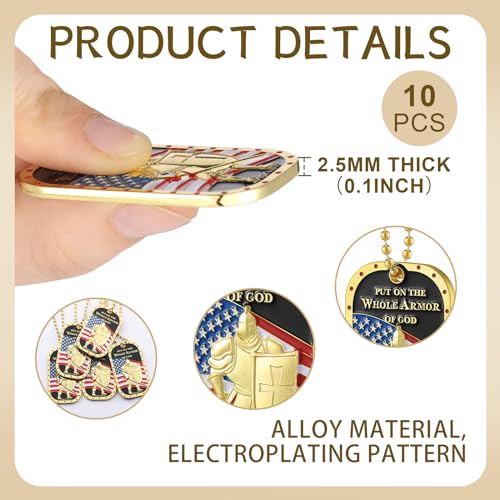 5 Pcs Put on the Whole Armor Dog Tag Necklaces Military Pendant Necklace Christian Prayer Commemorative Gift Military Knight Pendant for Men Women Souvenir Favor Gift3