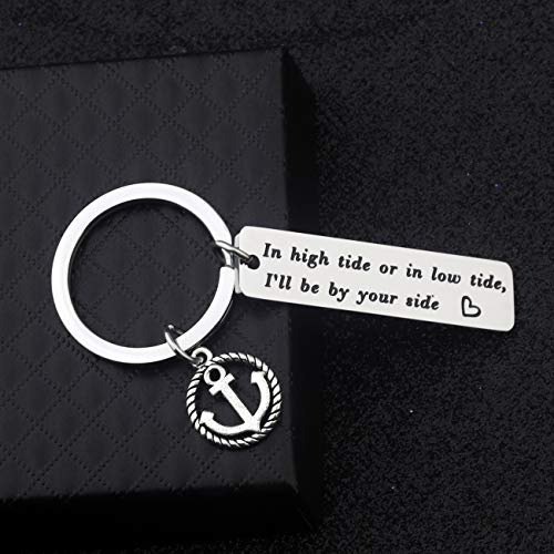 WUSUANED Inspirational Gift In High Tide or in Low Tide I'll be by Your Side Nautical Anchor Keychain BFF Gift (in high tide or in low tide keychain) - Image 6
