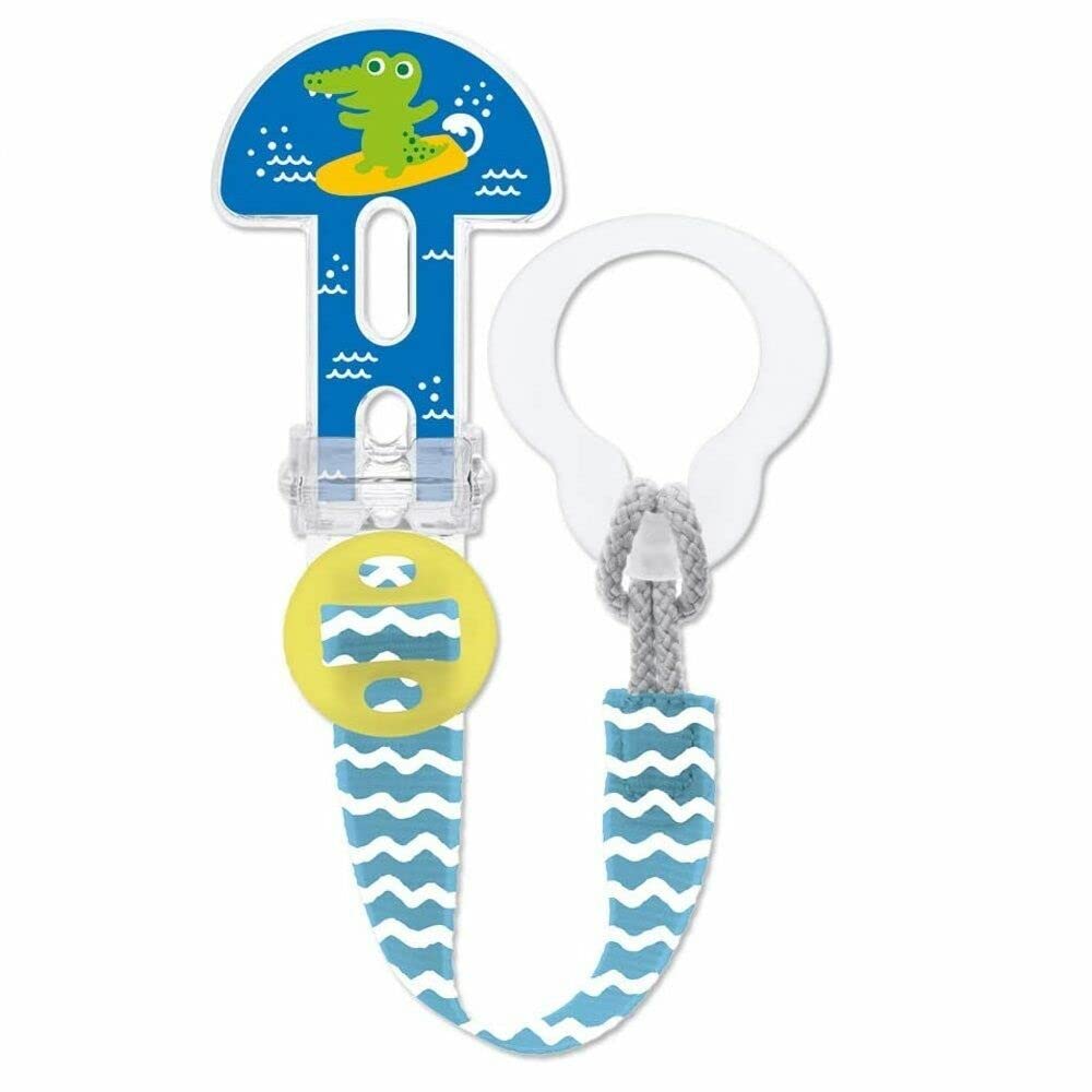 MAM Dummy Clip | Baby Soother Clips Fit All MAM Soothers | Adjustable Length and Lightweight Design | Baby Accessories | Blue (Various Designs) | Dummies Not Included