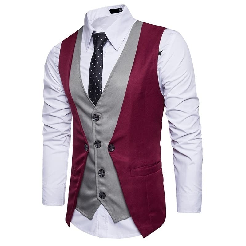 Gilet de costume JFDBGU pour mariage et affaires gilet formel faux deux pièces coupe ajustée