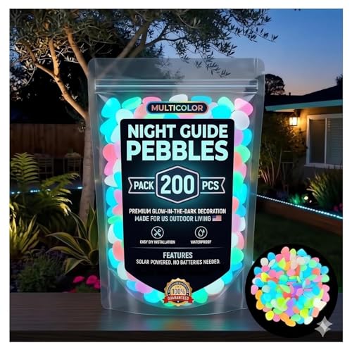 Colorful Glow-in-the-Dark Garden Stones, 2026 New Luminous Pebbles Rocks for Outdoor Walkway Patio...