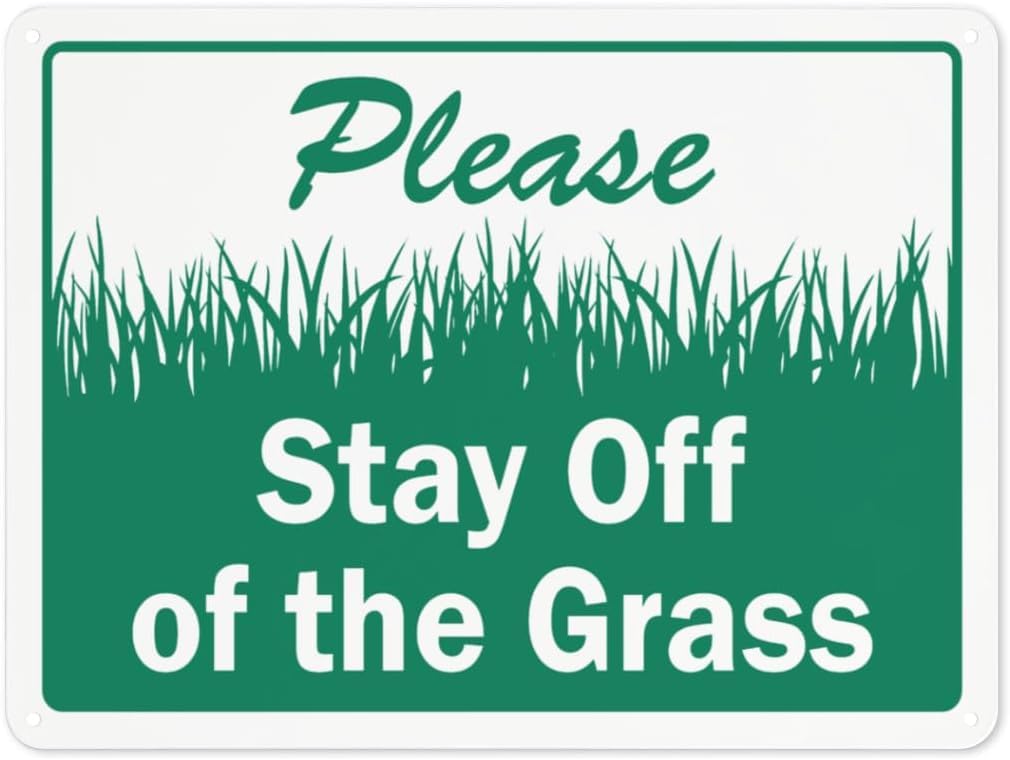 Warning Notice Keep Off Grass Please Stay Off of The Grass Rust Free Aluminum Tin Sign - Traffic Safety Decor with Pre-Drilled Holes for Workplace, Garden - 12x8 Inch​