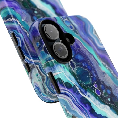 Coque iPhone 16 rigide brillante tourbillon bleu violet style urbain - 2