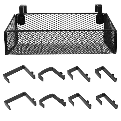 OSOLADY Bedside Hanging Storage Basket with Phone Holder Metal Wire Organizer for Bunk Beds and Dorm Rooms Space Saving for Essentials Black