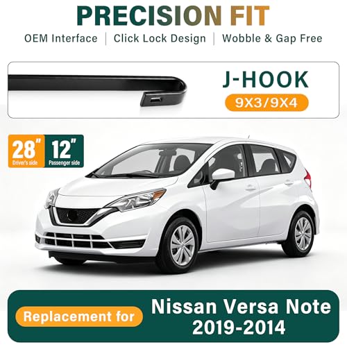 Image of Windshield Wiper Blades Replacement for Nissan Versa Note 2014 2015 2016 2017 2018 2019,Original Equipment Replacement Front Rear Wiper Blade Set - 28 inch 12 inch 12 inch (Set of 3)