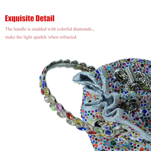 Image of HUANG ZHUANG Colorful Crystal Soft Purse Sparkly Rhinestone Handbag Women Clutch Bling Party Crossbody Bag for Prom Cocktail