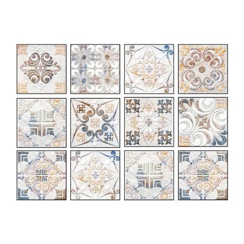 Decorative 6x6 Tile Stickers for Kitchen, Laundry,Shower, Adhesive Vinyl Tile Cover Up Stickers Stick On Backsplash Wall of 12 pcs