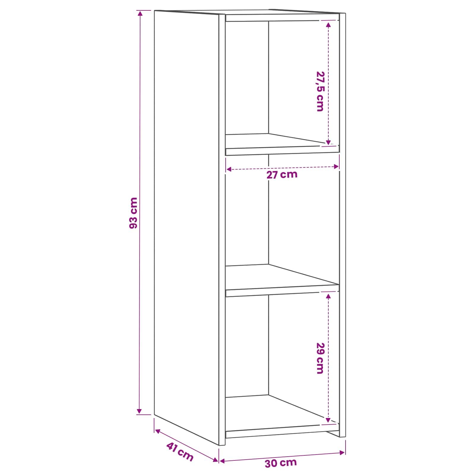 Credenza in rovere Artisan, 30 x 41 x 93 cm, in legno, moderna credenza con spazio per soggiorno, sala da pranzo, cucina, corridoio e ufficio