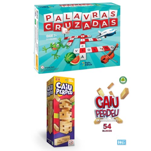 Jogo Palavras Cruzadas + Torre Caiu Perdeu em Madeira - Paie e Filhos