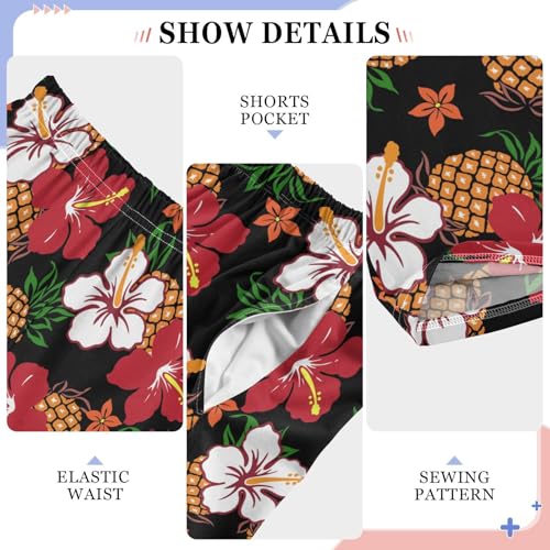 ZZXXB Tropical Flowers Pineapple Boys Long Pants Soft Trousers Elastic Waist Kids Lounge Bottoms with Pockets S-XL4