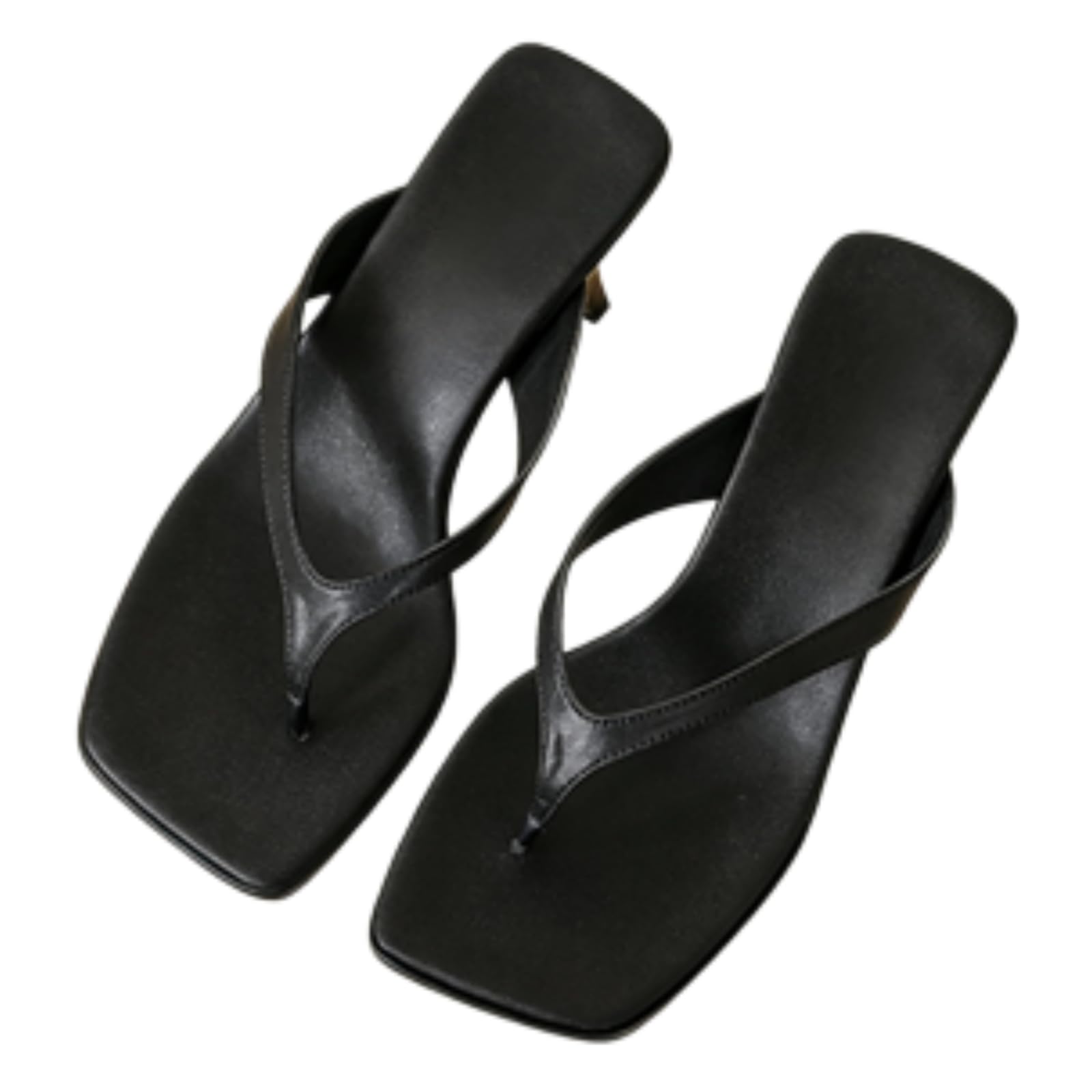 Pantuflas Mujeres Gatito Tacón Chanclas, Pie Cuadrado Zapatos De Verano Cuero Suave Correa Fina Tanga Sandalias, Bajo Confort Playa Casuales