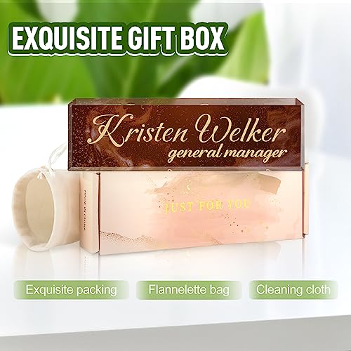 Image of Name Plate for Desk, Desk Name Plate Personalized, Office Decor for Women Men, Acrylic Desktop Accessories, Office Appreciation Gifts for Boss Social Workers Nurse Teacher Employee (Deep Red)