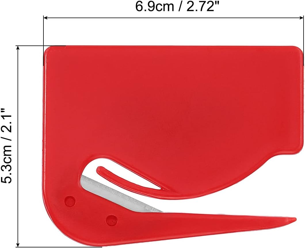 PATIKIL Letter Opener Envelope Slitter, 3 Pcs Mail Slitter with Razor Safe Mail Opener for Envelope Paper Package Open for Home, Office Red image 2