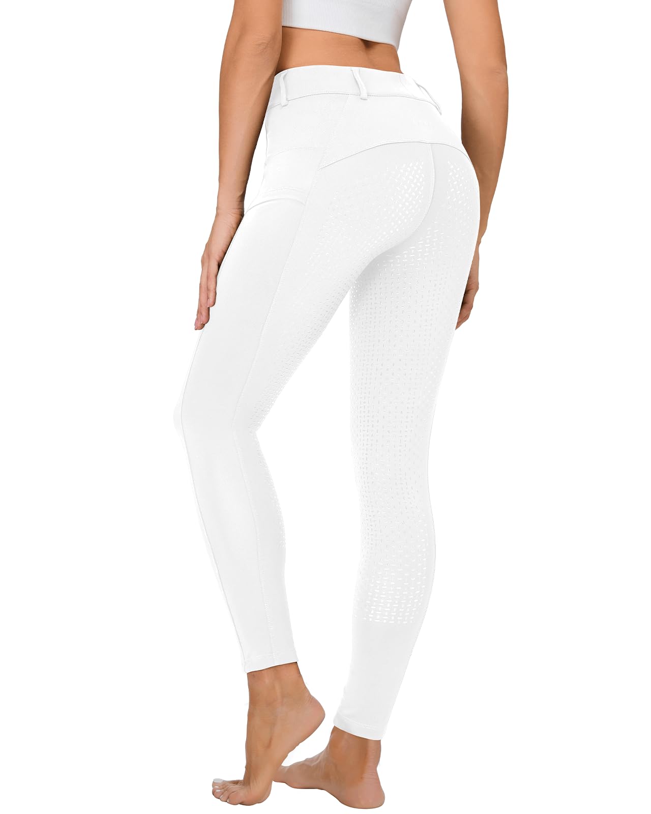 Leggings de equitación para mujer, asiento completo, de silicona, mallas de equitación con bolsillos para teléfono