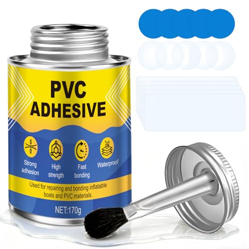 ALLONY Cola de Contacto, Pegamento PVC, Kit Reparación Pinchazos Piscina, Impermeable, Flexible y Duradero, Adecuado para Revestimientos de Piscinas, Kayaks y Botes Inflables, 170g