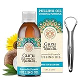 GuruNanda Original Oil Pulling Oil For Healthy Teeth and Gums - Alcohol & Fluoride Free Natural Mouthwash, Ayurvedic Oil Pulling - Bad Breath Remedy, Natural Teeth Whitening, Unflavored (8.45 Fl.Oz)