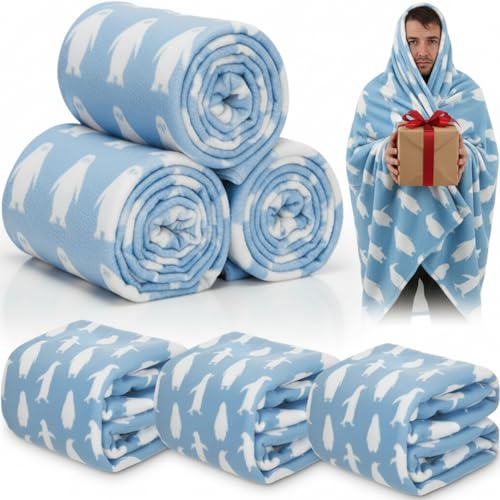 Tranqun 3-Piece Penguin Flannel Throw Blanket