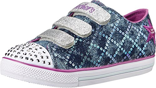Skechers Kids Chit Chat Light-Up Sneaker (Toddler/Little Kid),Denim/Purple,
