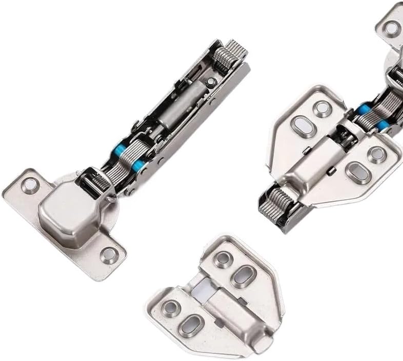 1pc Hydraulic Cold-Rolled Steel Cabinet Wardrobe Door Hinge Silent Furniture Door Bracket Fixed Installation Damping(Fixed-Silver Type A Big Bend)