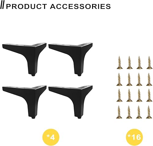 Miniatura 4 de Patas de muebles Pies de metal Patas de gabinete Patas triangulares de 4 pulgadas de repuesto para aparador Juego de 4