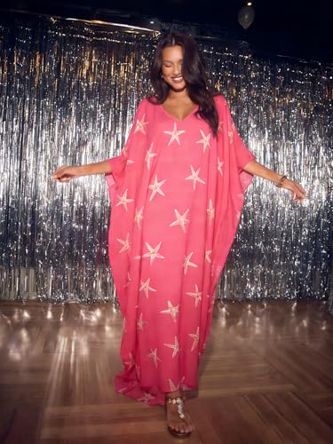 Image of Moss Rose Kaftan Dresses for Women Summer Swimsuit Cover up Caftan Dress