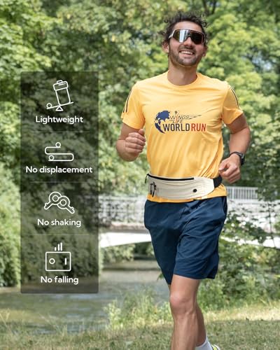 Image of WATERFLY Running Belt Fanny Pack: Runner Marathon Jogging Waist Pack Sport Workout Exercise Fitness Phone Holder Belt for Men Women Jogger Slim Waistband Black
