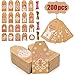 Evance 200PCS Kraft Etichette, Tag Regalo di Carta Kraft Natalizi,Etichetta Bagaglio, Etichetta Regalo di Natale con 40M Spago di Iuta per Natale Bomboniere e Artigianato Fai-da-Te (Marrone)