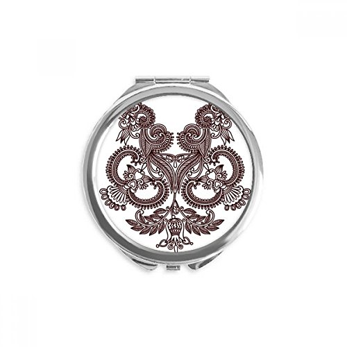 Miroir de poche rond plantes fleuries symétrie maquillage portable silhouette grain