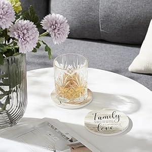 Coasters for Drinks, Set of 6 Absorbent Drink Coasters with Holder, Rustic Ceramic Drink Coasters with Cork Backing for Table Protection, Housewarming Gifts, Farmhouse Décor Coasters for Drinks Set of 6 Absorbent Drink Coasters with Holder Rustic Ceramic Drink Coasters with Cork Backing for Table Protection Housewarming Gifts Farmhouse Decor