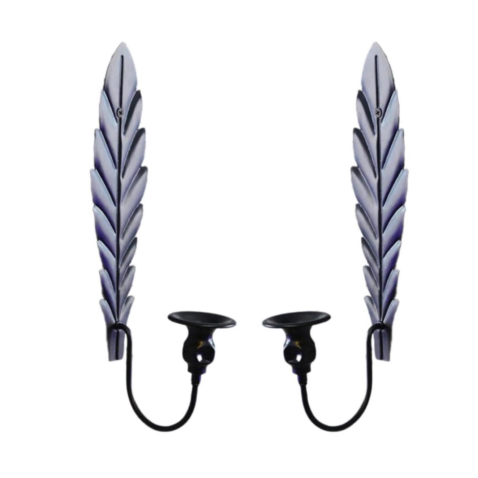 JINXIU-LI Pedestal para Velas Juego de 2 Piezas candelabros Metal, Pared Hoja Hierro Ideas de Regalos para la Fiesta «Cosas favoritas»(Black)