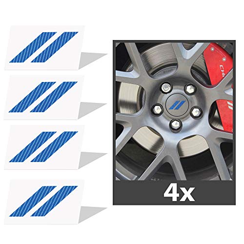 Image of IPG Compatible for Dodge Charger Challenger Durango Wheel Center Cap Decal Sticker Wrap Kit Personalize Your Vehicle (Inner Logo, Blue Carbon Fiber(4D))