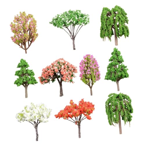 TEHAUX 10個 微景観樹モデル 植物デコレーション 軽量持ち運び便利 建築模型 ジオラマ用リアル造形樹木 マイクロランドスケープ用