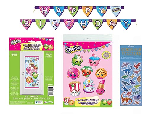 Décoration fête Shopkins incluant poster de porte plastique et bannière