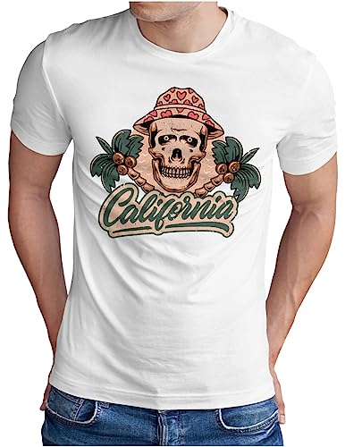 T-shirt California Cali OM3 pour homme blanc 4XL avec logo surfing beach