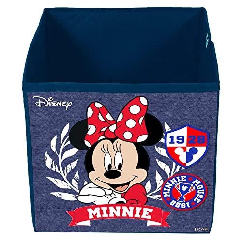 Image of Kuber Industries Disney Minnie Print Foldable Cube Box|Non Woven Storage Box For Clothes|Storage Organizer for Toys, Books, Baby Clothes|Pack of 2 (Navy Blue)