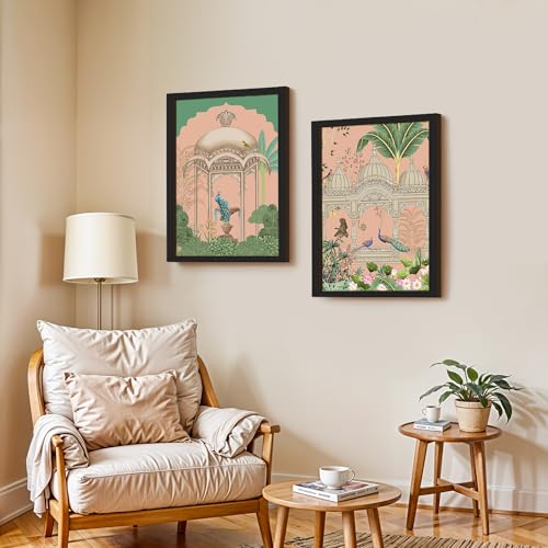 Image of NoWorries Pichwai art Wall Decor Wall frames for Home Decoration - Madhubani art Big Size Wall Painting for Wall Decoration - Set of 2 Traditional frames for dining room (Theme-traditional) (Synthetic Wood frame) (Leminated 300 GSM Pigment Digital Print) (framed, Multicolur) Set of 2