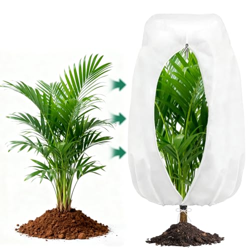AOOWU Voile Hivernage Plante Exterieur, 80*120CM Housse Hivernage pour Plantes avec Cordon de Serrage et fermeture éclair, Housses de Protection Contre Le...