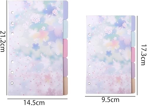 Miniatura 2 de Juego de 5 carpetas A6 con 6 anillas, separador de hojas sueltas, carpeta de páginas, ficha de página de índice, tarjetas de indexación de categorías