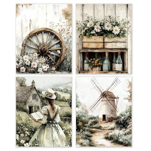 BESERH French Country Wall Decor, Rustic Farmhouse Wildflower Meadow Wall
