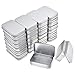 Aybloom Metal Rectangular Empty Hinged Tins - Mini Portable Box Containers Small Storage Kit & Home Organizer (Silver, 30)