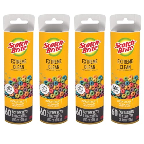 Wide Lint Roller Refills (120 Sheets Total) Cat Dog Pet Hair Animal Fur Remover Clothing Upholstery, Pack of 4