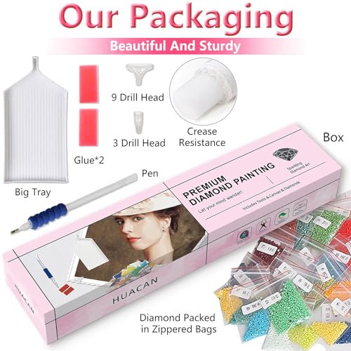 Huacan Diamond Art Kits for Adults AB Diamond Painting Kit 5D Moon Beach Picture DIY Round Drill Gem Art Kit for Beginner Crystal Aurora Diamond Handicraft Gift Home Decor 11.81 * 15.74 inch - Thumbnail 6