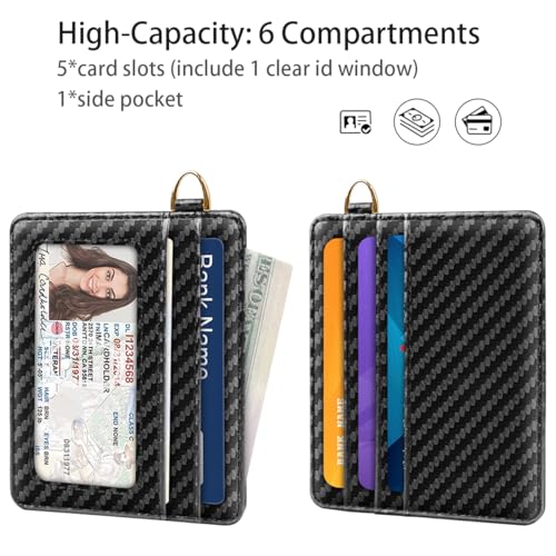 Image of Slim Minimalist Pocket Credit Card Holder Wallet Men | RFID Blocking Lightweight Thin Small Cute Card Cases, Carbon Fiber