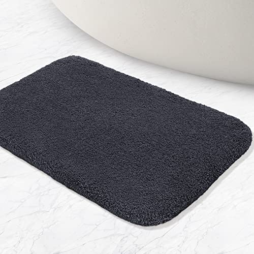 Image of VANZAVANZU Bath Mats Non Slip Ultra Soft Absorbant Microfiber Fluffy Thick Bathroom Rugs Machine Washable (16 inchx24 inch, Black)