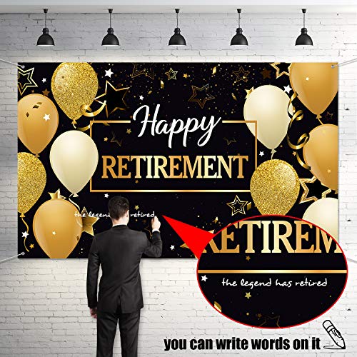 Image of Blulu Retirement Party Decorations, 70.8 x 43.3 Inch, Black Gold