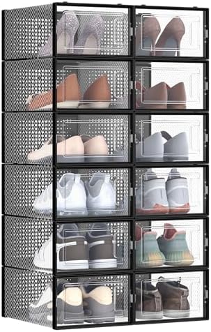 SONGMICS Caixas para Sapatos, Kit com 12 Organizadores Empilhávei...