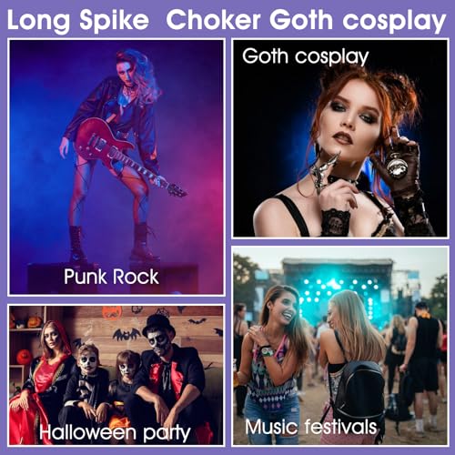 PEOVLVN 1 Stück Punk Rock Choker Leder Halsketten Spike Choker Gothic Choker Halsband für Damen Frauen Pu Leder Halskette Set Punk Kette Emo Accessoires für Party/Konzert/Cosplay