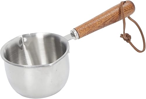 Calentador de 3 capas de acero inoxidable olla multiusos para hervir leche chocolate con mango de madera mini calentador de leche olla de leche para