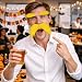 Yellow Mustache and Eyebrows, Funny Cosplay Costume Accessories, Reusable Stick-on Fake Beard Mustaches Bushy Eyebrows for Dressup Day Halloween Party Favors Men Women 1
